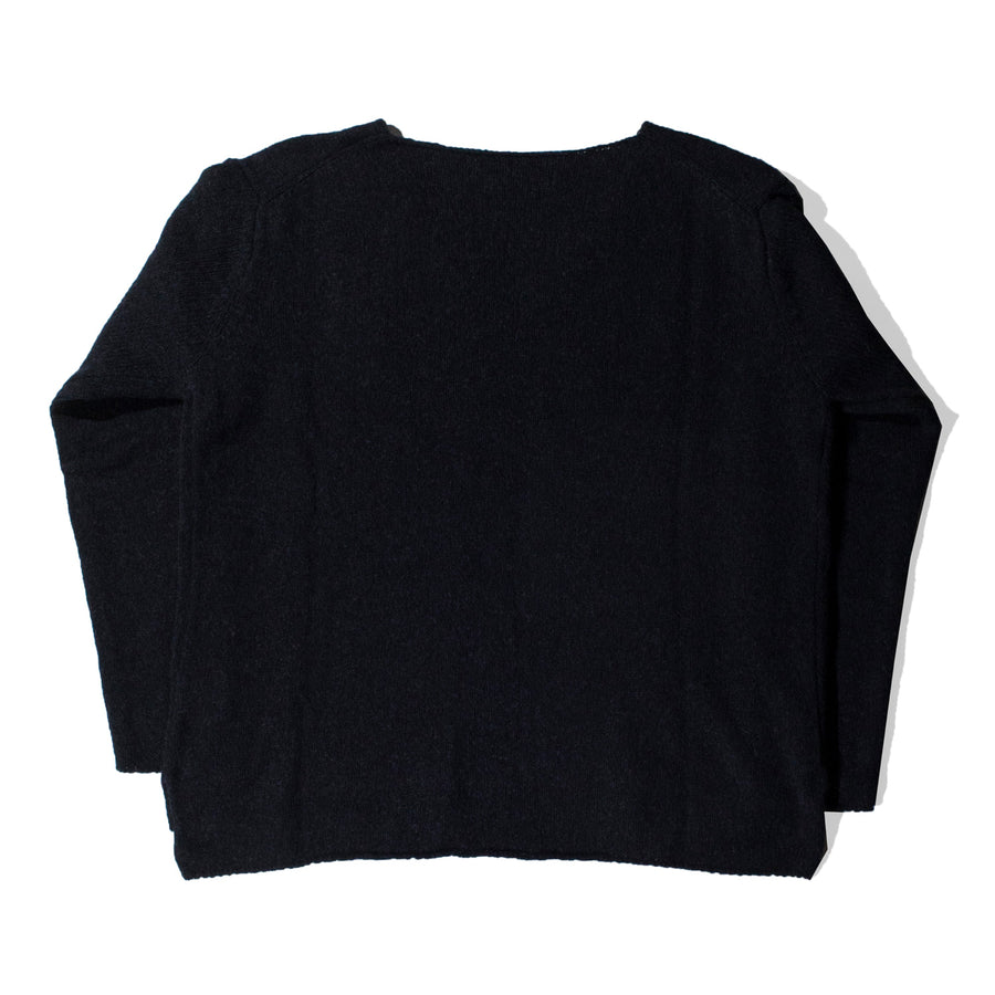 Evam Eva Wool Silk  V Neck Pullover in Charcoal