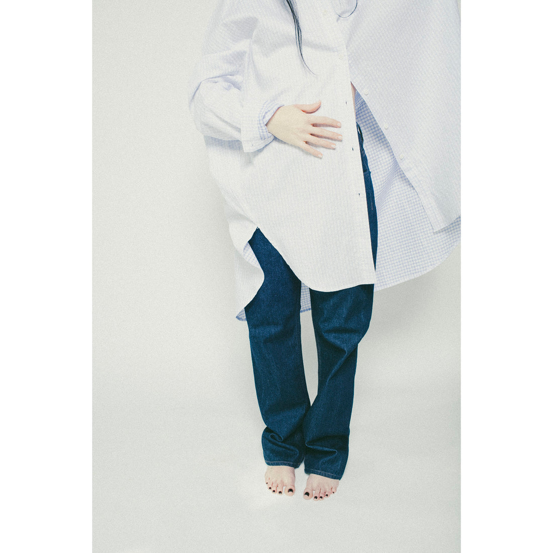 Henrik Vibskov New Bumble Shirtdress in White Blue Grid