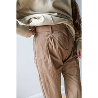 Grei Isla Pleated Trouser in Dark Khaki