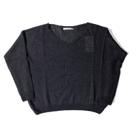 Evam Eva Mohair Silk V Neck Pullover in Stone Gray