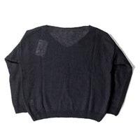 Evam Eva Mohair Silk V Neck Pullover in Stone Gray