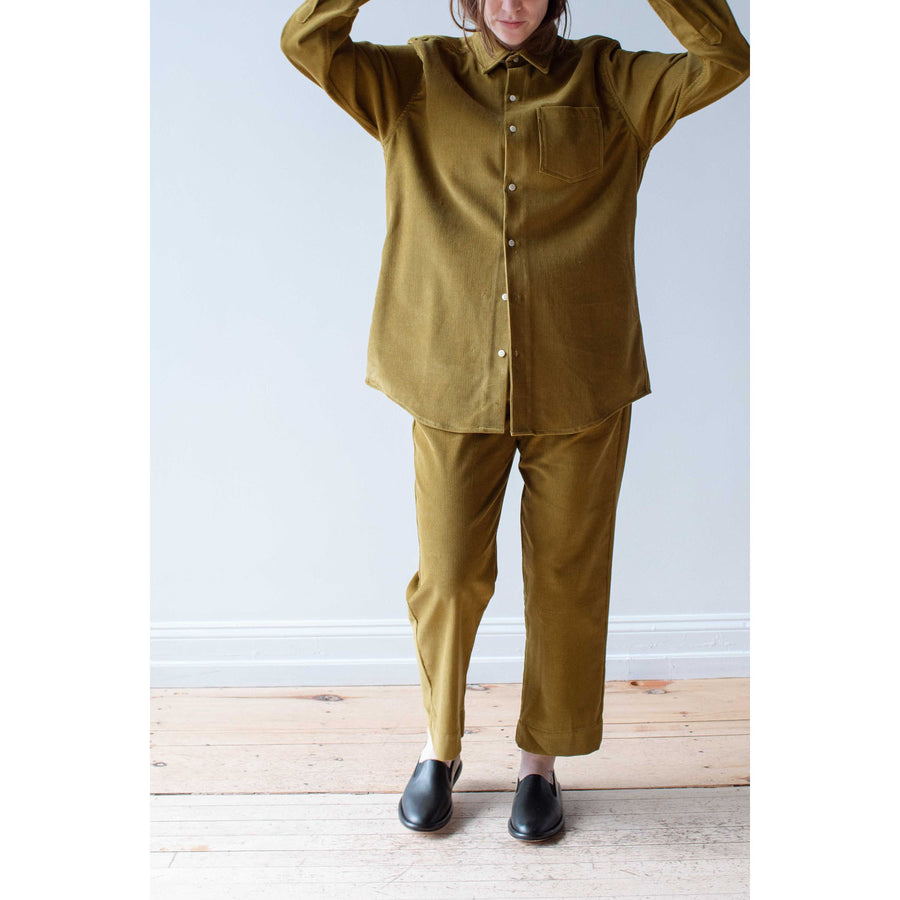 Blluemade Oversized Shirt in Olive Oil Corduroy