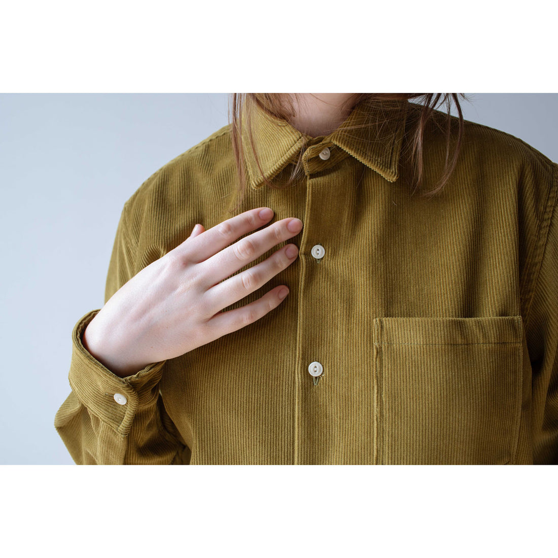 Blluemade Oversized Shirt in Olive Oil Corduroy