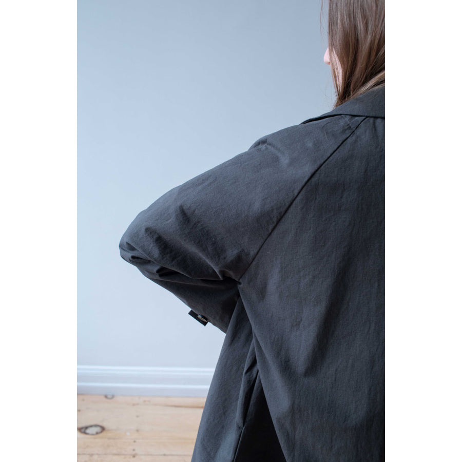 Evam Eva Cotton Hemp Tailored Coat in Sumi