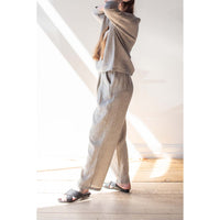 Evam Eva Linen Cotton Tuck Pants in Antique White