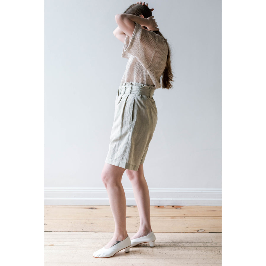 Sayaka Davis Belted Shorts in Sage Gray