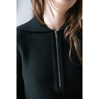 Apiece Apart Drippy Zip Neck Pullover in Black