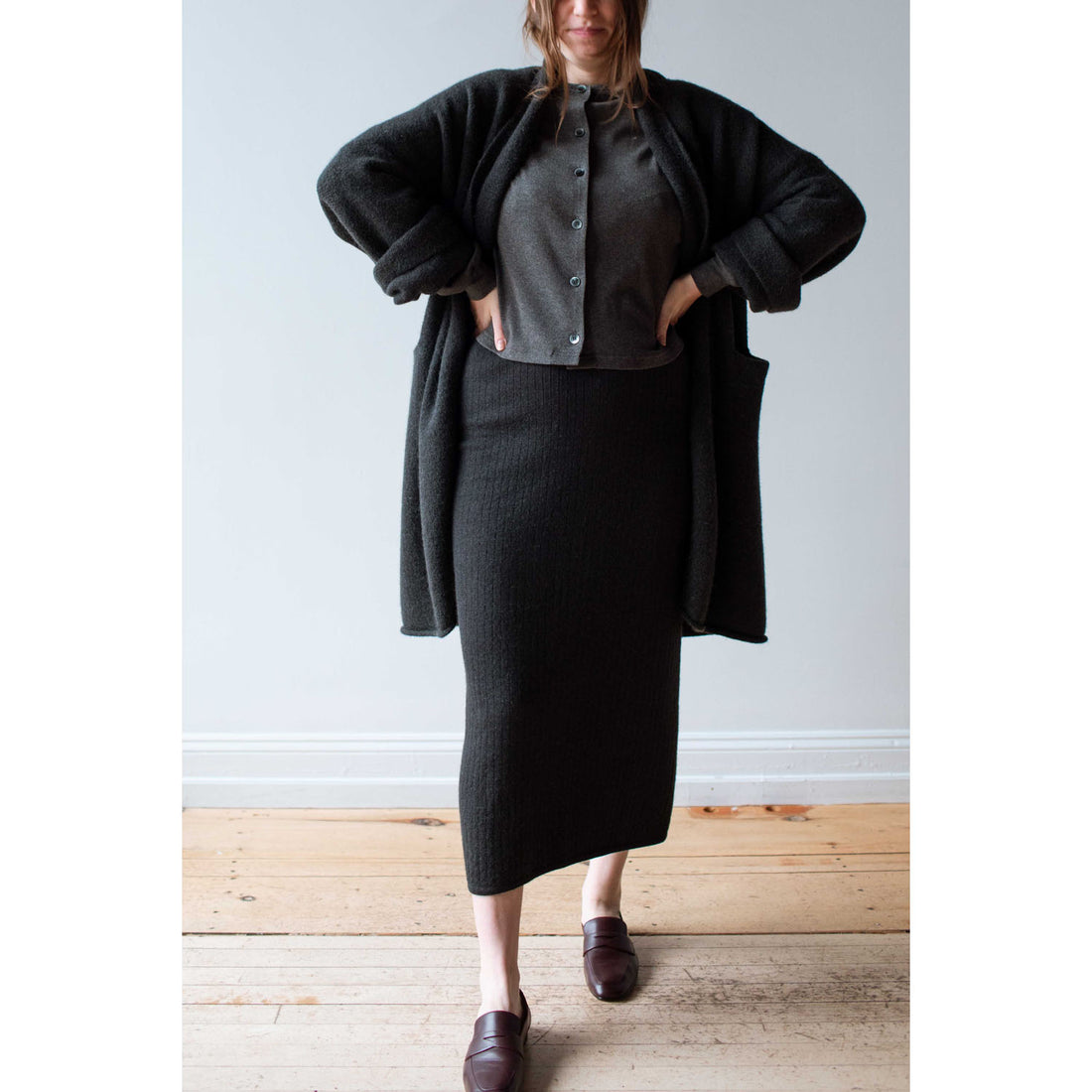 Ichi Antiquités Yak 2Way Cardigan in Charcoal