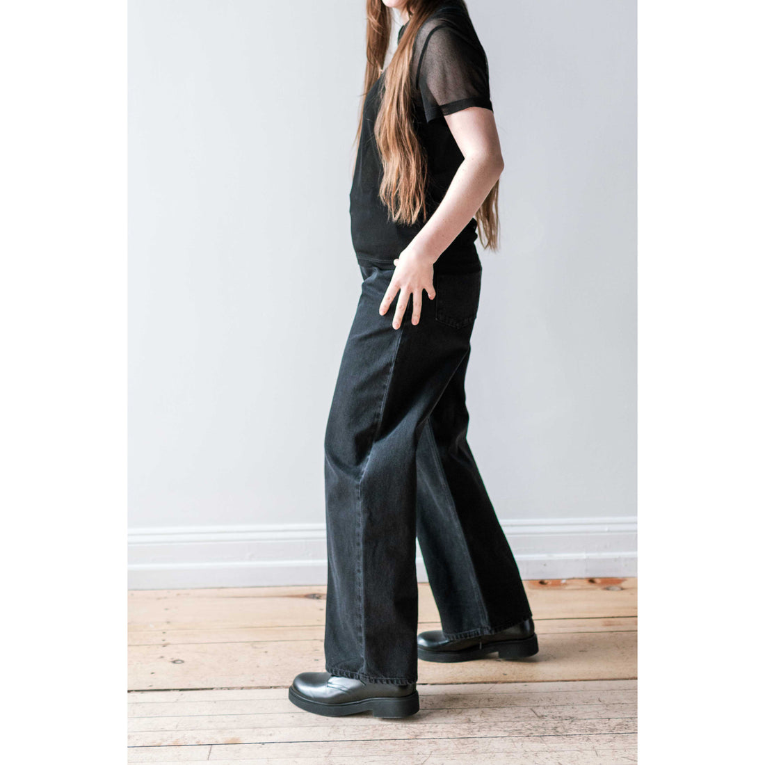 Kallmeyer Wide Leg Column Jeans in Onyx