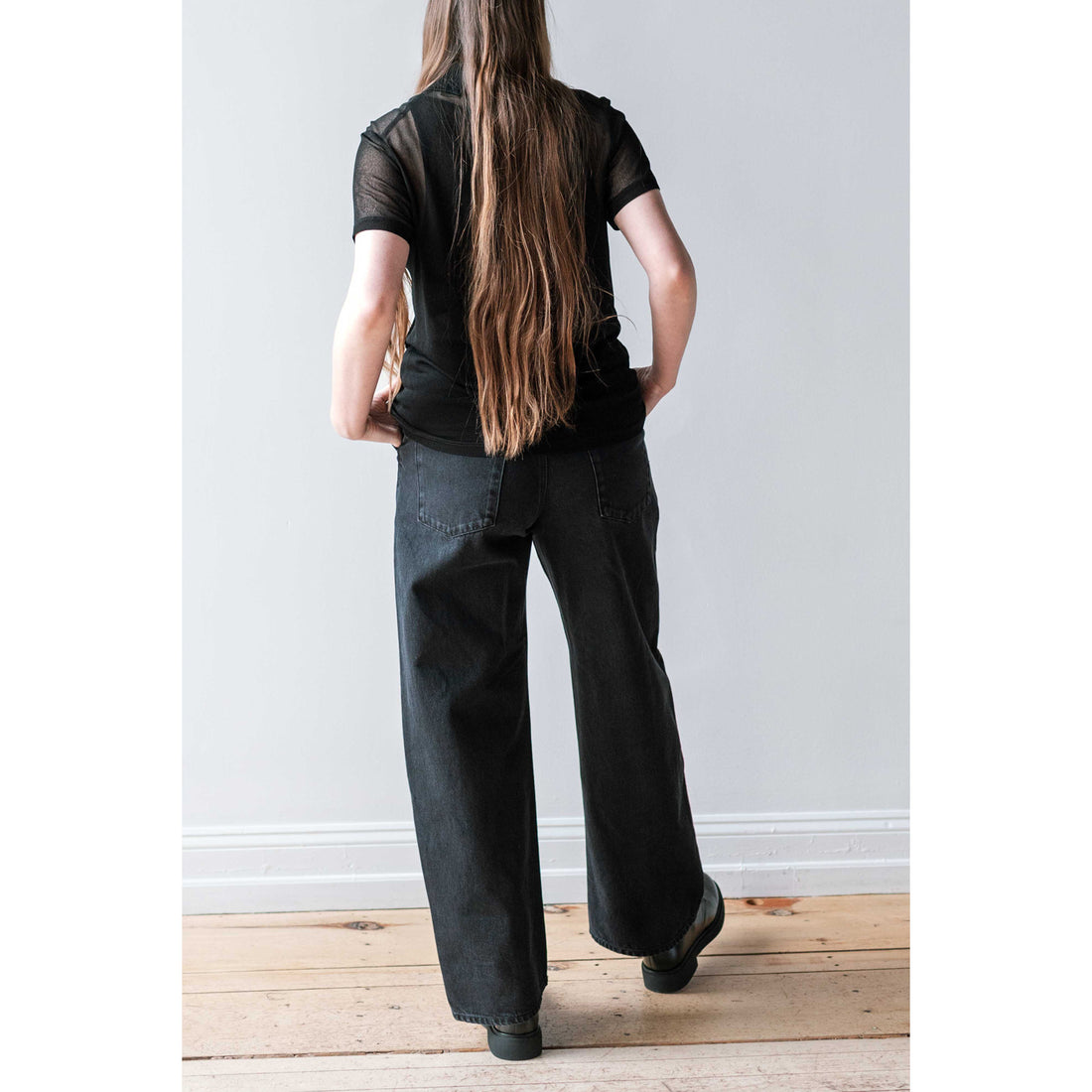 Kallmeyer Wide Leg Column Jeans in Onyx