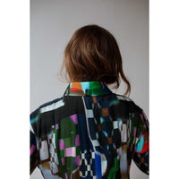 Henrik Vibskov Knight Plisse Shirt in Kaleidoscope Tetris