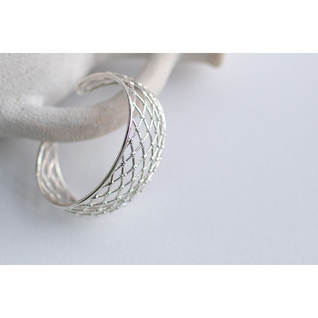 Ursa Major Wide Netted Cuff in Sterling Silver