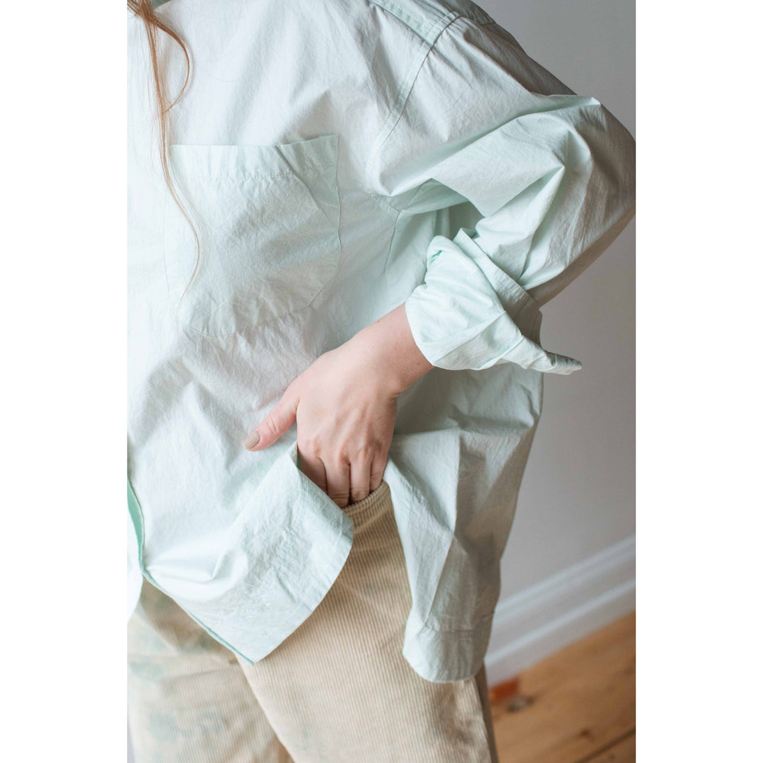 Apiece Apart Aldea Oversized Button Down in Aqua Glass