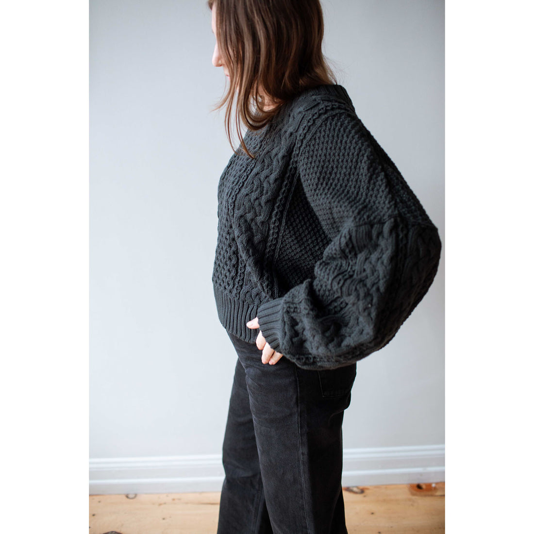 Shaina Mote Fisherman Sweater in Navy