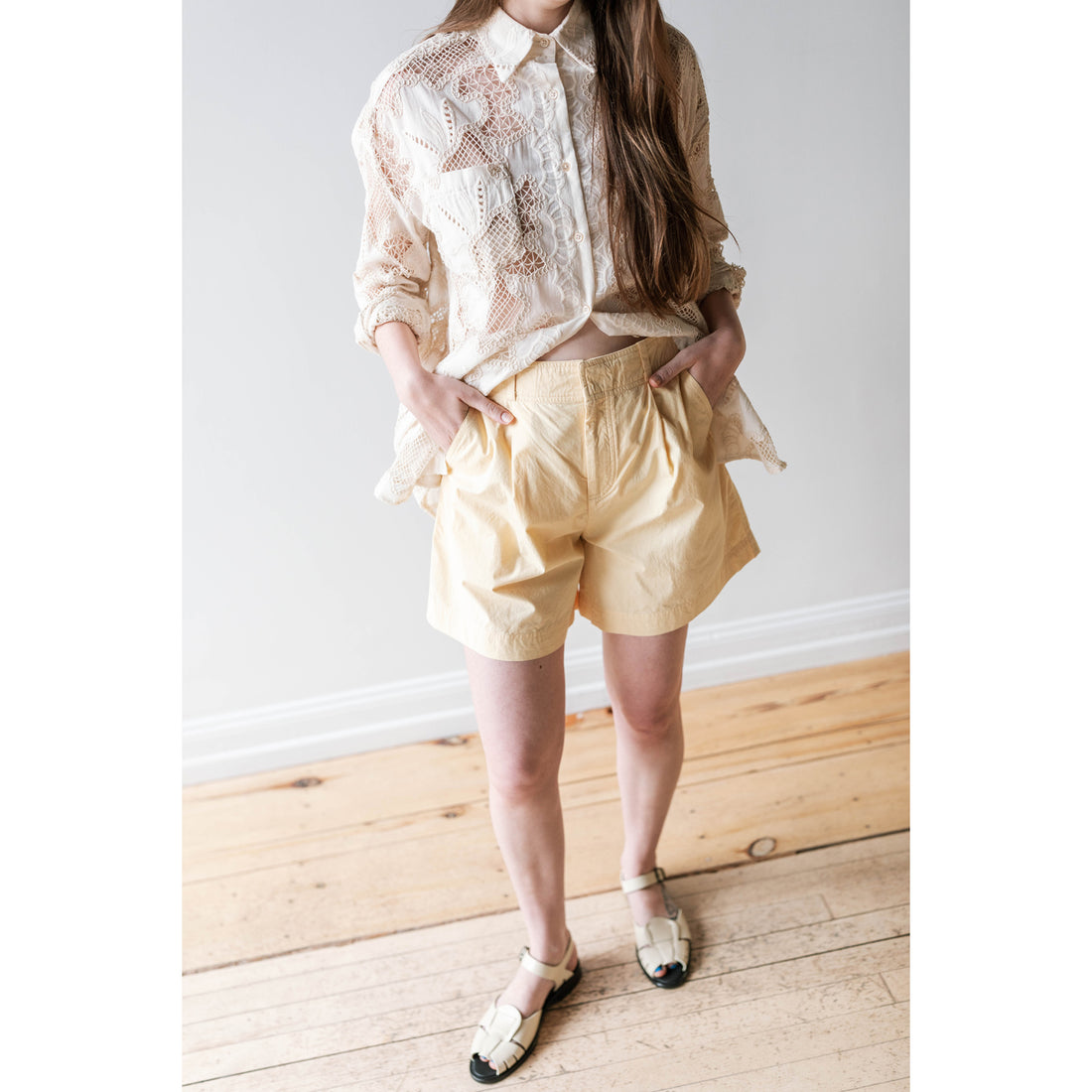 Apiece Apart Francoise Pleated Short in Sunny