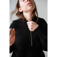 Apiece Apart Drippy Zip Neck Pullover in Black