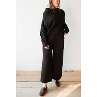 Apiece Apart Cropped Cara Wide Leg Pant in Black