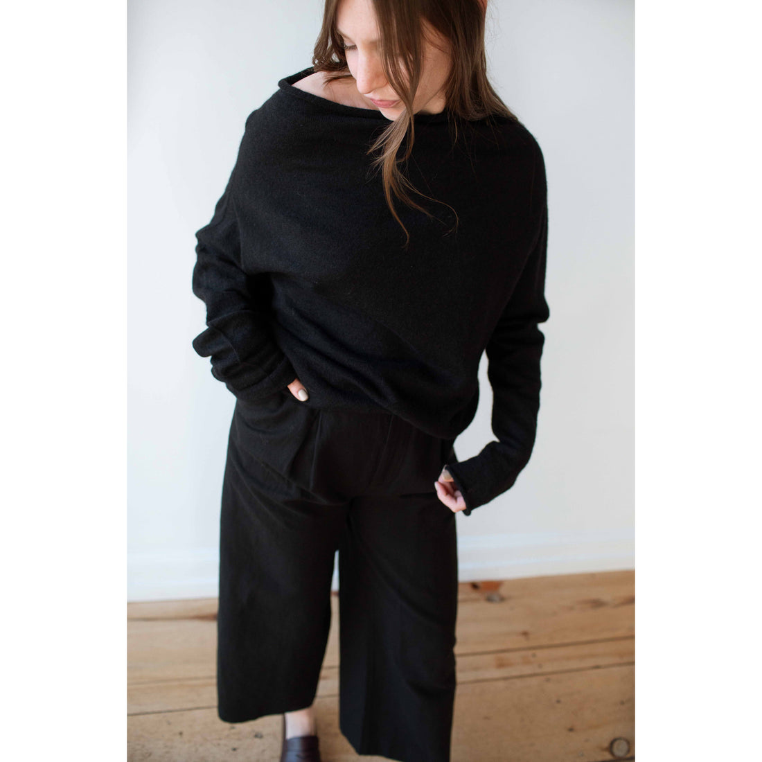 Apiece Apart Cropped Cara Wide Leg Pant in Black