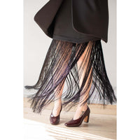 Nomia Asymmetric Fringe Skirt in Black