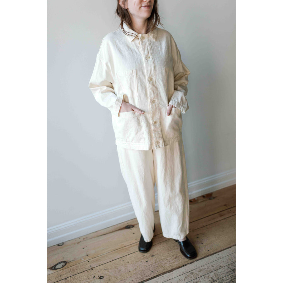 Pas de Calais Satin Coverall Jacket in Natural