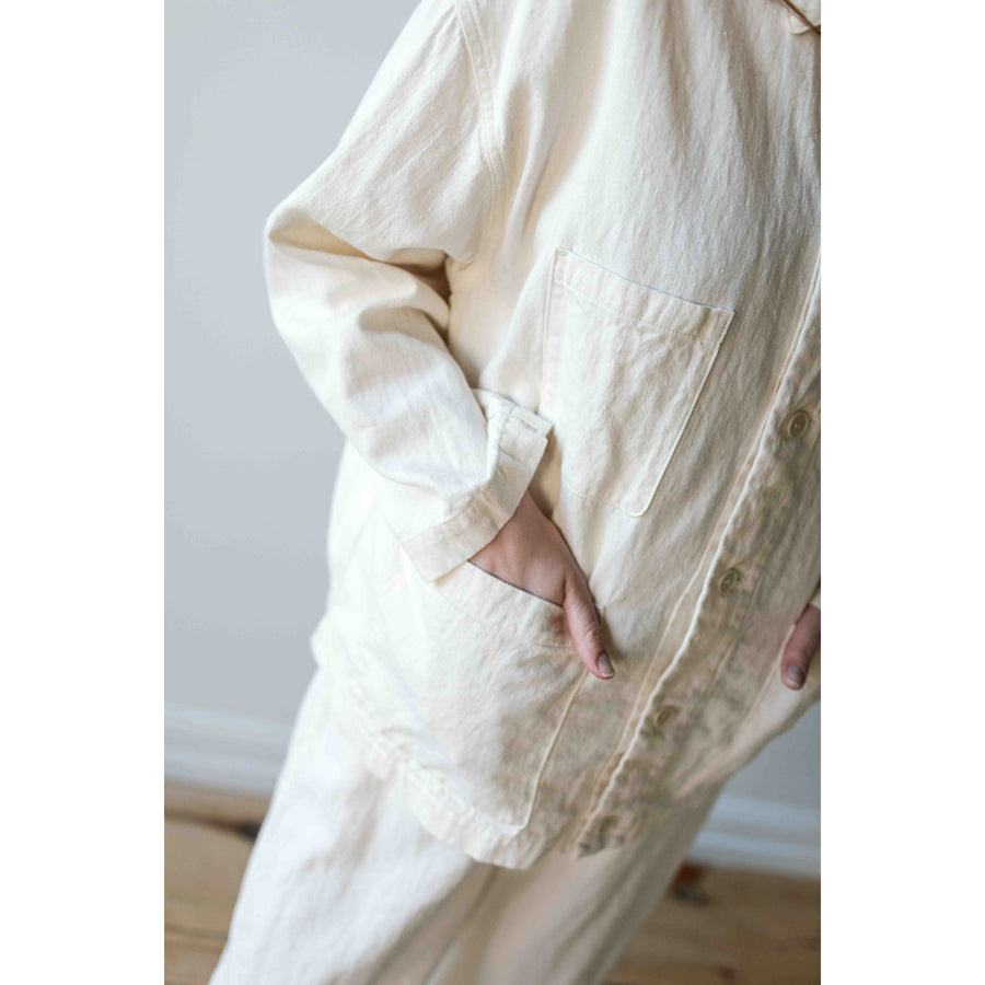 Pas de Calais Satin Coverall Jacket in Natural