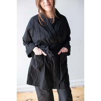 Ichi Antiquités Azumadaki Cotton Quilt Robe in Black