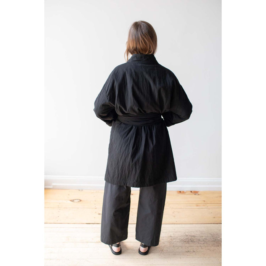 Ichi Antiquités Azumadaki Cotton Quilt Robe in Black