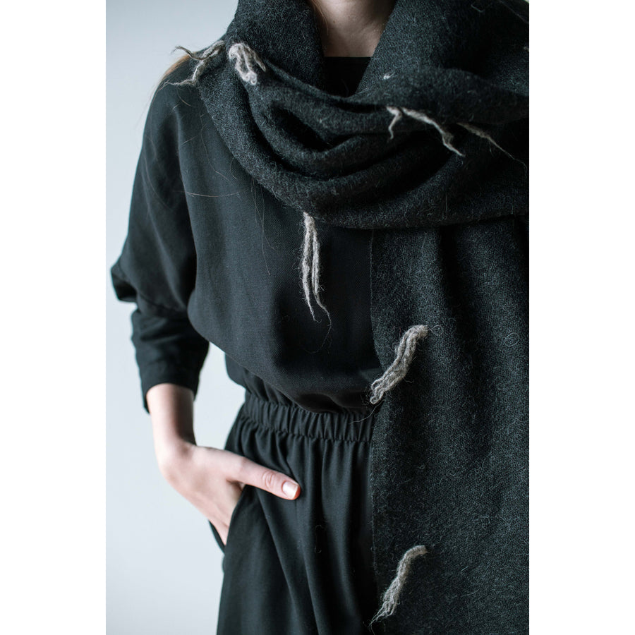 Lauren Manoogian Handwoven Tuft Wrap in Black Melange/Rock