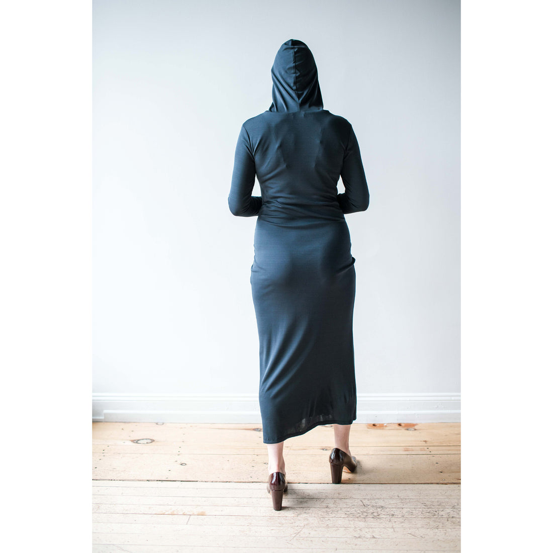 Nomia Hooded Gathered Maxi Dress in Midnight