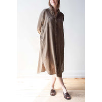 Ichi Antiquités Linen Canvas Overdye Dress in Khaki