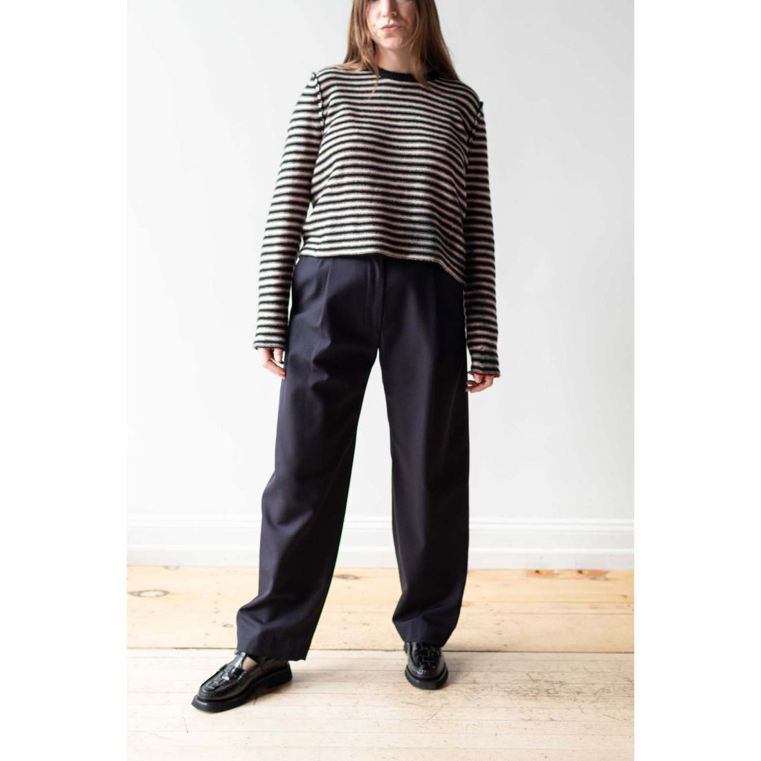 Raquel Allegra Westlake Pullover in Stripe Pink