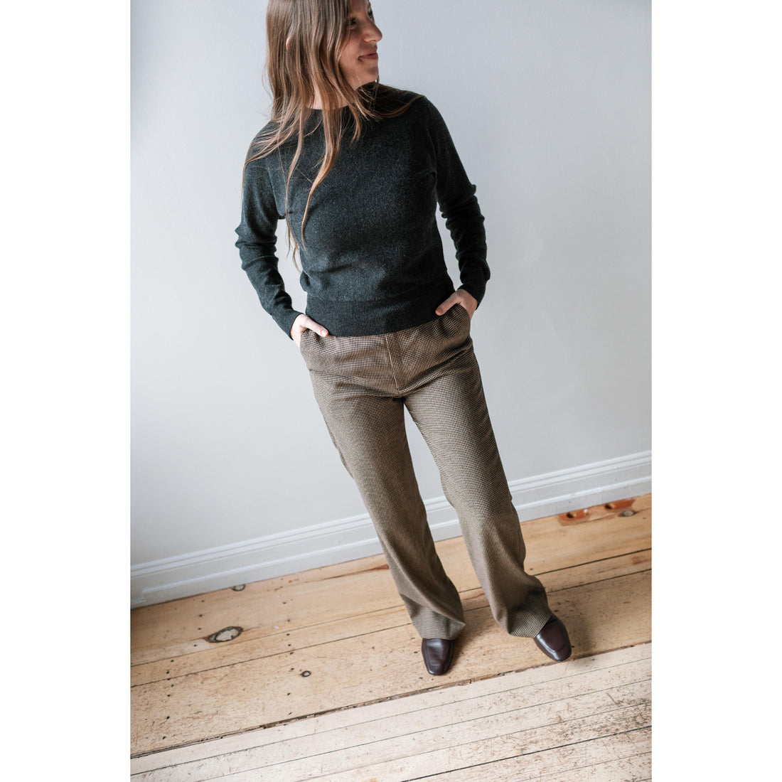 Rodebjer Aniara Hounds Pants in Brown and Beige