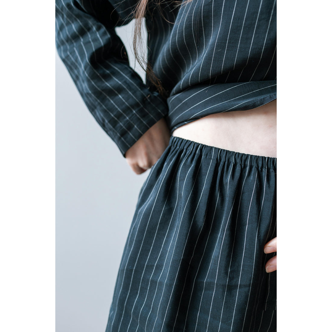 Shaina Mote Palma Pant in Navy Pinstripe