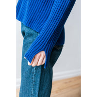 Ichi Antiquités Rib Knit Pullover in Blue