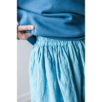 Ichi Antiquités Woven Linen Skirt in Indigo Light