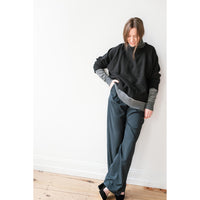 Nomia Pleated Trouser in Midnight/White