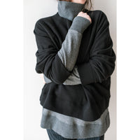 JUDITH Oversized Mockneck in Dark Grey Melange