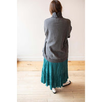 ICHI Crinkle Skirt in Blue Green