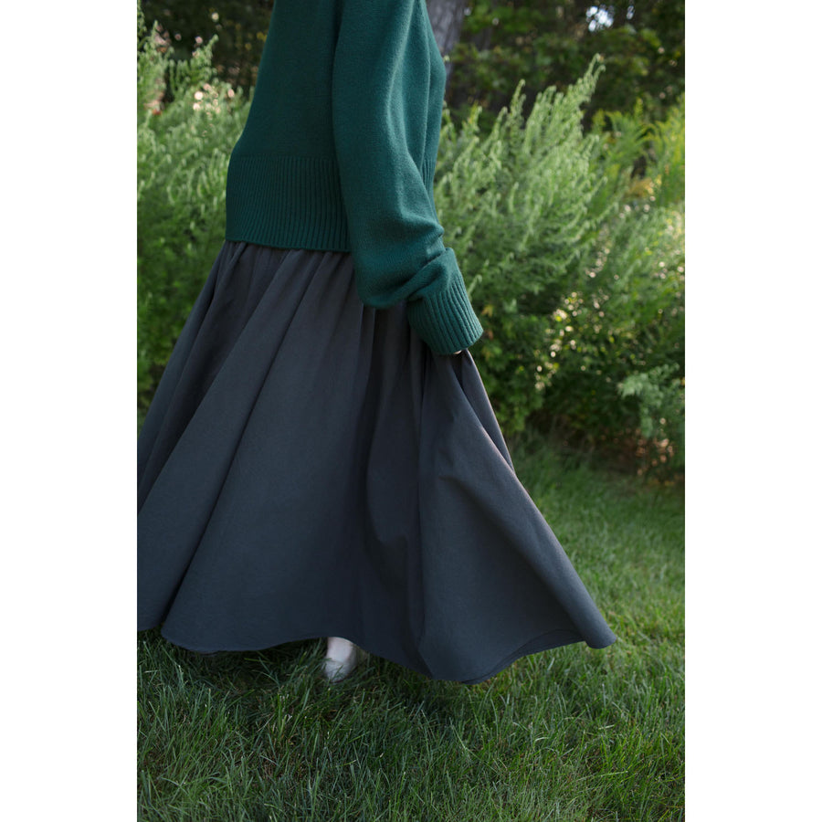 Black Crane Circular Skirt in Dark Grey