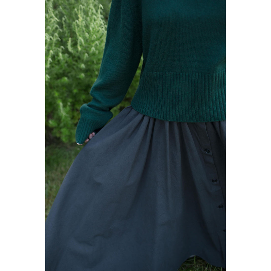 Black Crane Circular Skirt in Dark Grey