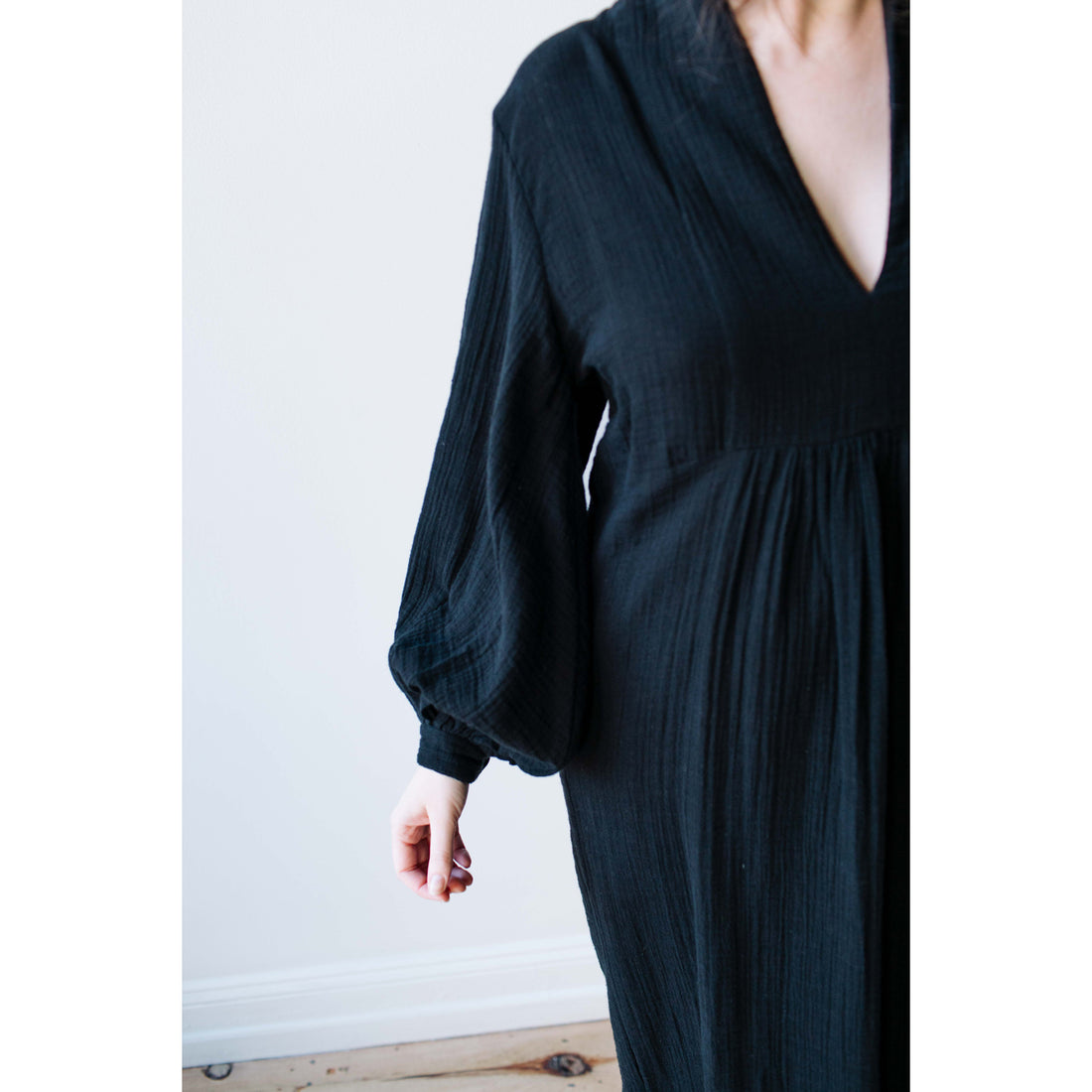 Anaak Anna Shawl Collar Dress in Onyx