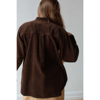 Carleen Emma Bow Shirt in Walnut Corduroy