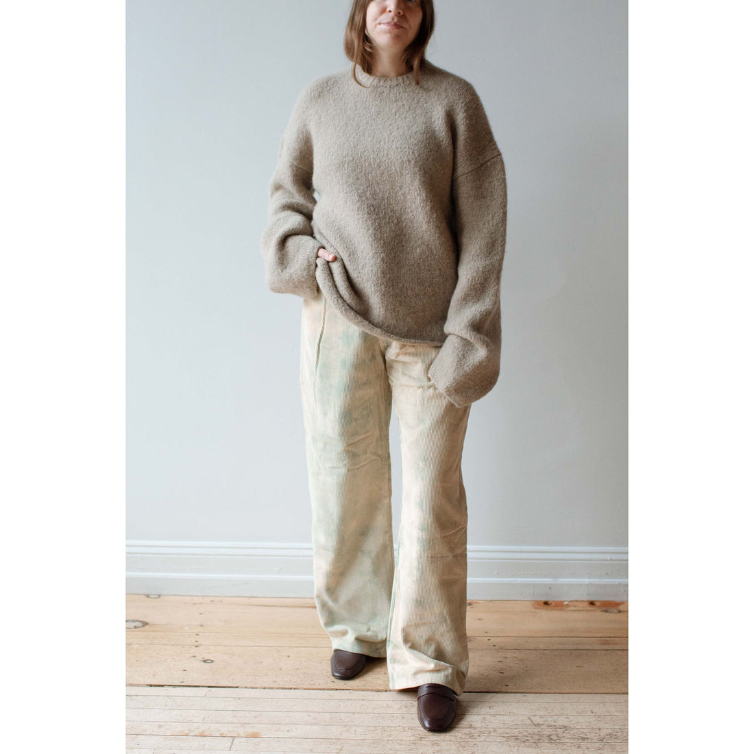 Nomia Drop Oversize Jeans in Lichen Tie Dye Corduroy