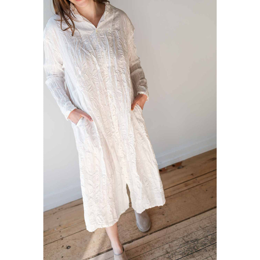 Pas de Calais Cotton Dobby Shirt Dress in White