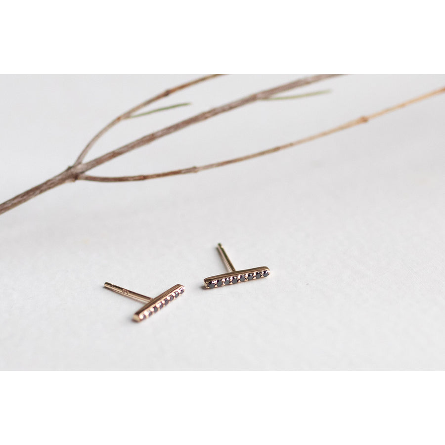 Melissa Joy Manning Black Diamond Linear Stud Earrings