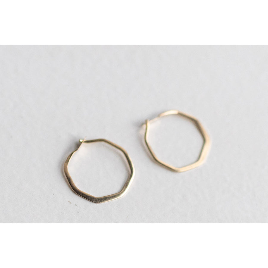 Melissa Joy Manning XS Octagon Hoops in 14k Yellow Gold