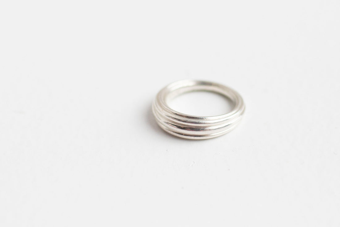 Ursa Major Wide Tapered Fluted Band in Sterling Silver