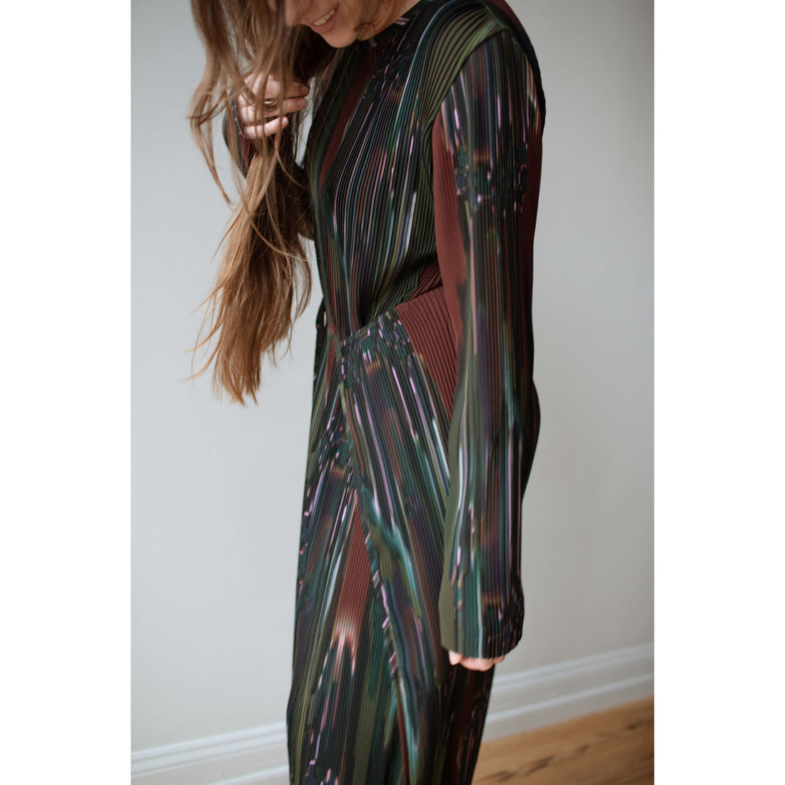 Henrik Vibskov Knight Plisse Dress in Dark Tetris Drips