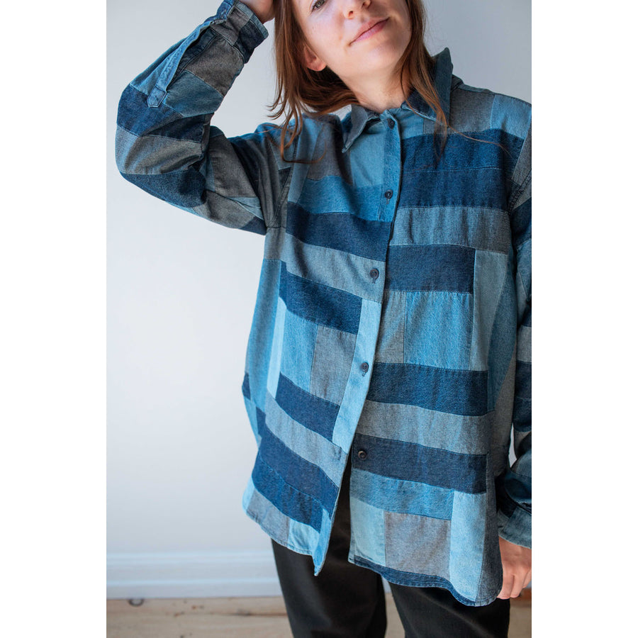 Carleen Big Shirt in Log Cabin Patchwork