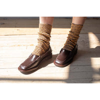 Baserange Twisted Overankle Socks in Brown Multicolor